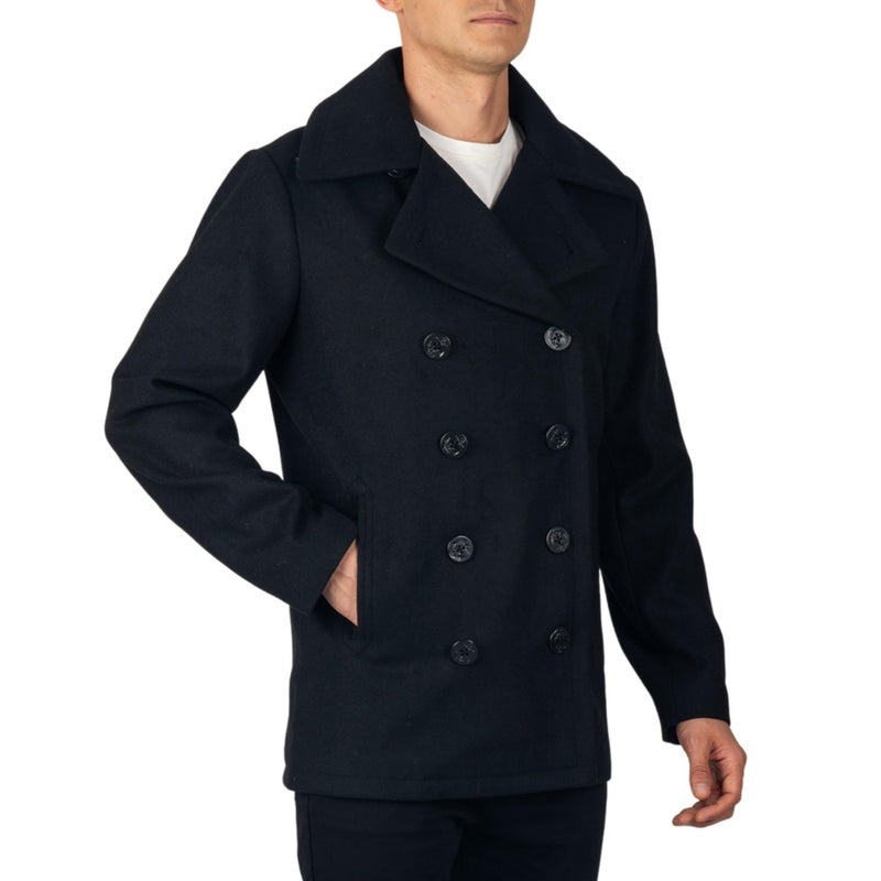 Alpine Swiss Mason Mens Wool Blend Classic Pea Coat Black 2XL - Image 1
